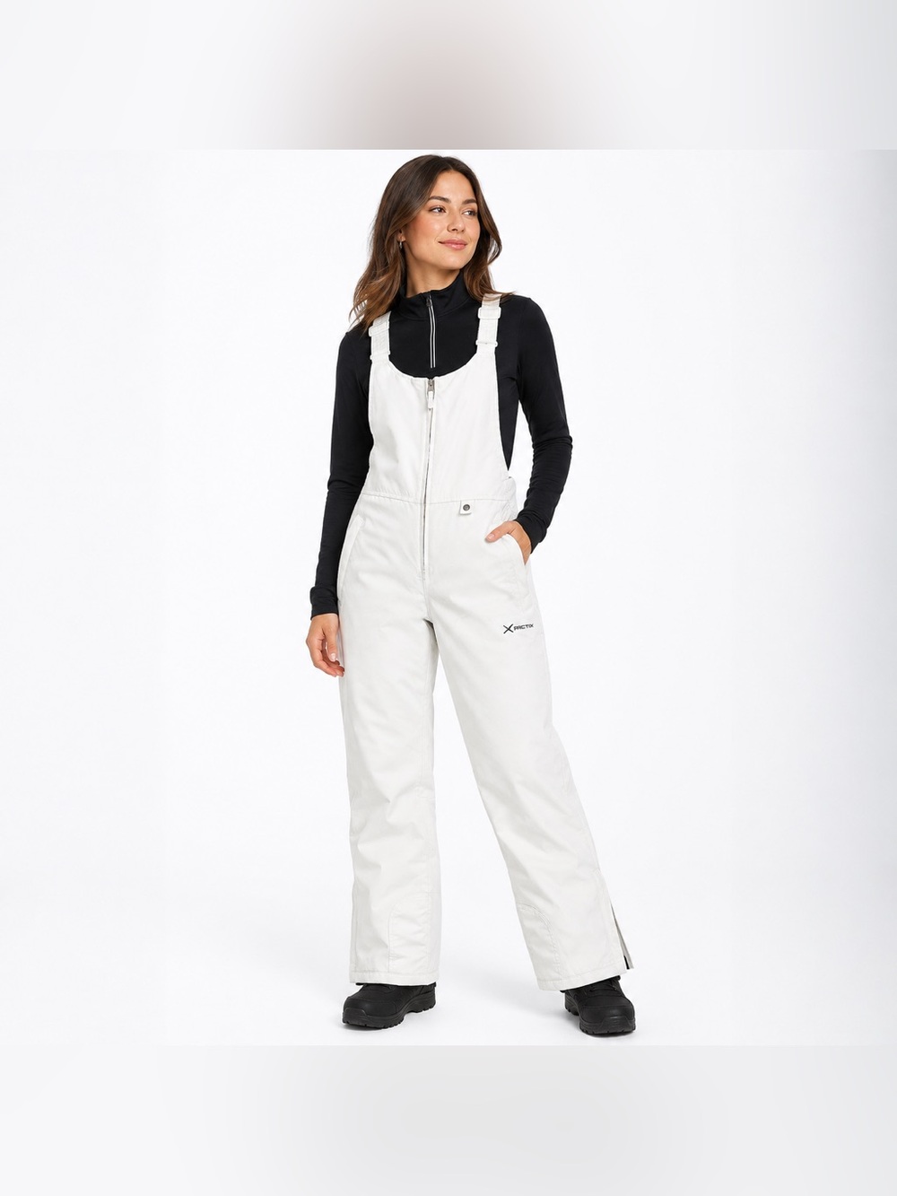 Arctix White Insulated Snow Bib Overalls Ski Snowboard Pants Adjustable Straps